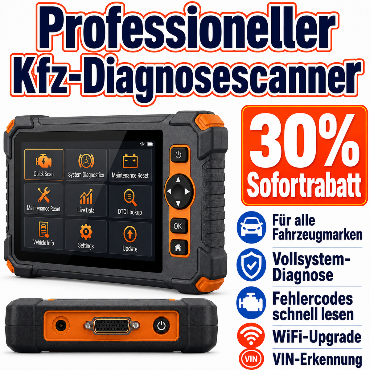 Profi Dispositivo diagnostico auto Auto OBD2 Scanner All System Auslesegerät